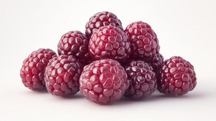 Wall Mural - A Heap of Ripe Raspberries on a White Background