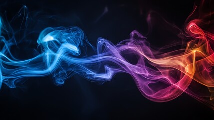 Poster - Abstract colorful smoke swirls on a black background.