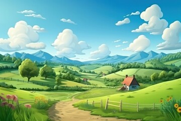 Wall Mural - Landscape countryside grassland panoramic.