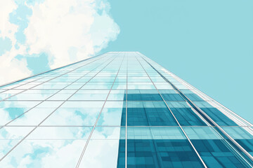 Wall Mural - Modern skyscraper with glass facade reaching towards sky