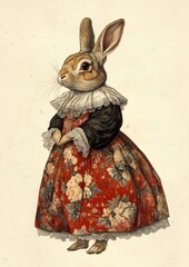 Wall Mural - Animal rabbit painting clothing.