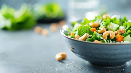 Wall Mural - Garden salad topped with roasted cashews and citrus dressing.