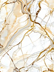 Canvas Print - Abstract Swirls of Gold and White