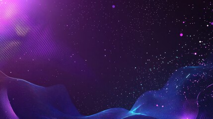 Poster - Abstract Purple and Blue Waves with Glittering Stars