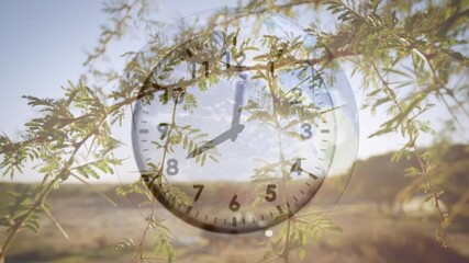 Poster - Animation of moving clock over landscape