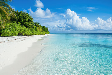 Wall Mural - A serene beach paradise with crystal clear water and white sand