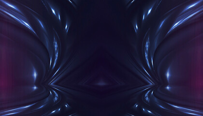 Wall Mural - neon empty stage lamps, pink and purple light, dark corridor, futuristic dark neon portal.