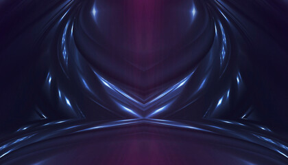 Wall Mural - neon empty stage lamps, pink and purple light, dark corridor, futuristic dark neon portal.