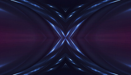 Wall Mural - neon empty stage lamps, pink and purple light, dark corridor, futuristic dark neon portal.