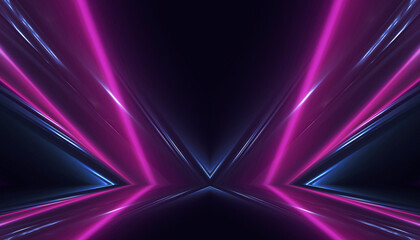 Wall Mural - neon empty stage lamps, pink and purple light, dark corridor, futuristic dark neon portal.
