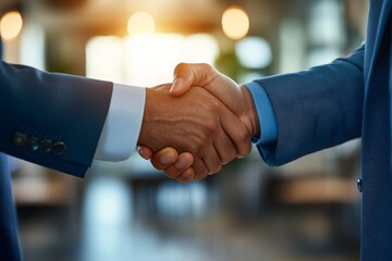 Two Men Shaking Hands in an Office