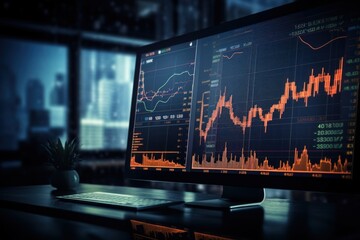 Poster - Chart technology computer trading.