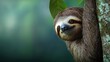 © Flowaiart - A brown and spotted sloth is looking at the camera with a smile