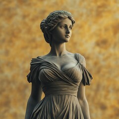 Wall Mural - A stunning statue of a graceful woman stands elegantly against a vibrant background. The intricate details showcase artistry and beauty in sculpture. Perfect for art lovers and inspiration. AI