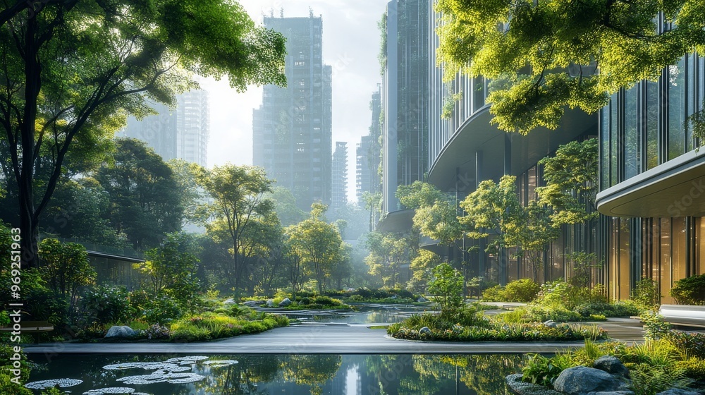 Futuristic AI-driven urban green spaces designed for climate adaptation ...