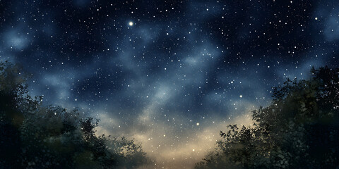Wall Mural - illustration of a clear night sky filled with stars and the milky way visible