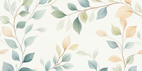 Sticker - Soft, delicate leaves on white background.