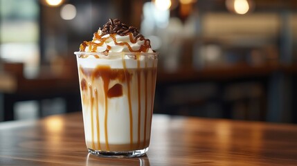 Poster - A delicious dessert drink topped with whipped cream and chocolate sprinkles.