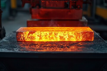 Wall Mural - Molten Metal Block on a Factory Floor