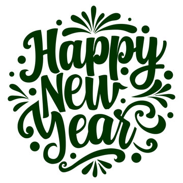 Happy new year. Lettering. Inscription. Vector graphics isolated on transparent background.