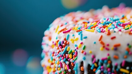 Sticker - A colorful cake adorned with vibrant sprinkles, evoking celebration and joy.