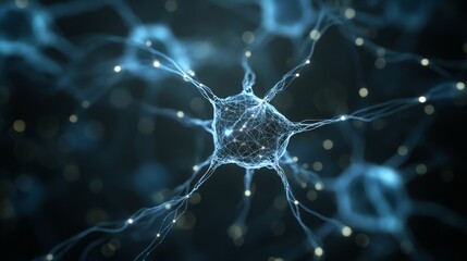 Poster - AI Neural Nets. Futuristic Background of Artificial Intelligence Neural Networks. Black Background.