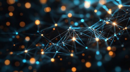 Poster - AI Neural Nets. Futuristic Background of Artificial Intelligence Neural Networks. Black Background.