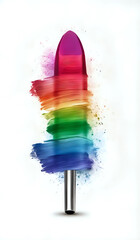 Wall Mural - Rainbow lipstick cosmetics beauty concept illustration on neutral background