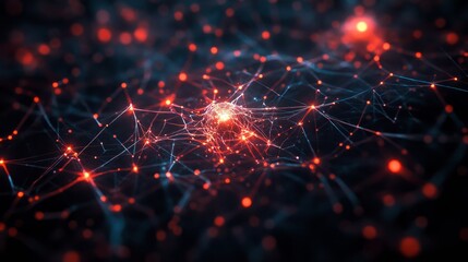 Poster - AI Neural Nets. Futuristic Background of Artificial Intelligence Neural Networks. Black Background.