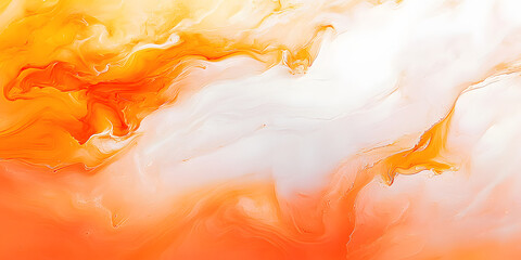 Abstract white and orange marble ink painting background