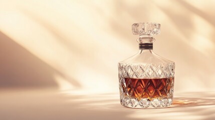 Wall Mural - A crystal decanter filled with amber liquid, showcasing elegance and sophistication.