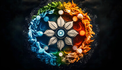  mandala depicting the four elements