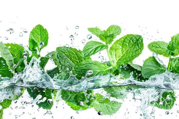 Aufkleber - A close-up shot of water and leaves on a white background, perfect for use in editorial or commercial content