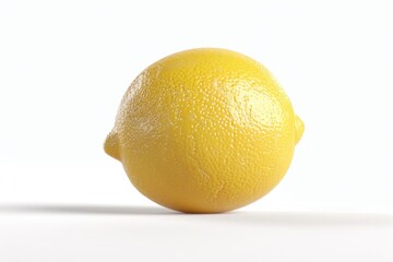 Poster - A single lemon sitting on a white surface, great for food or still life photography