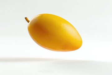 Poster - A juicy mango flying through the air against a white background