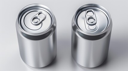 Aufkleber - Two empty soda cans made of silver metal, sitting side by side