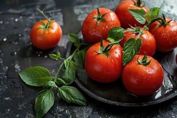 Poster - A bowl filled with juicy tomatoes on a table