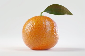 Sticker - A single orange with a leaf on top, ideal for food or nature related concepts