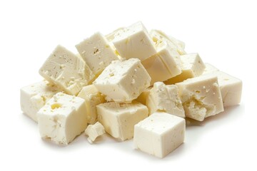 Poster - A block of tofu sits on a white surface, ready for use or display