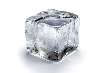 Poster - A single piece of ice sits on top of a white surface, with clean and simple composition