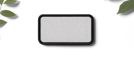 black and white rectangle embroidered patch mockup