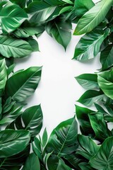 Aufkleber - A decorative frame made from intertwined green leaves on a white background