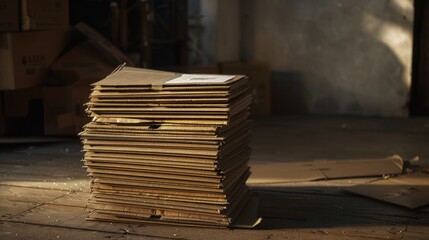 Poster - A box made of stacked cardboard sitting on a wooden floor