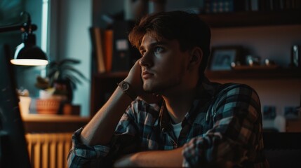 Poster - A person sitting in front of a computer, working or browsing