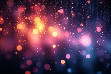 Poster - A cascade of tiny, colorful bokeh lights,
