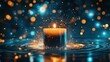© BerkahStock - A glowing candle surrounded by shimmering particles in a tranquil setting.