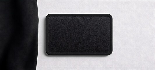 black and white rectangle embroidered patch mockup