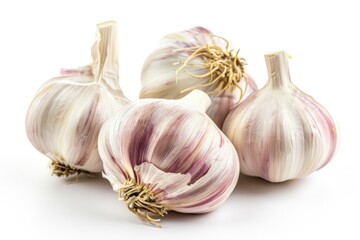 Poster - Three garlic heads on a clean white background