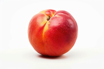 Poster - A single ripe peach resting on a white surface