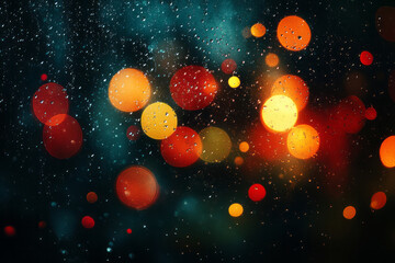 Aufkleber - A chaotic mix of red, green, and yellow bokeh lights,